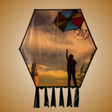 Kumaş Çerçeveli Altıgen Uçurtma - Kişiye Özel